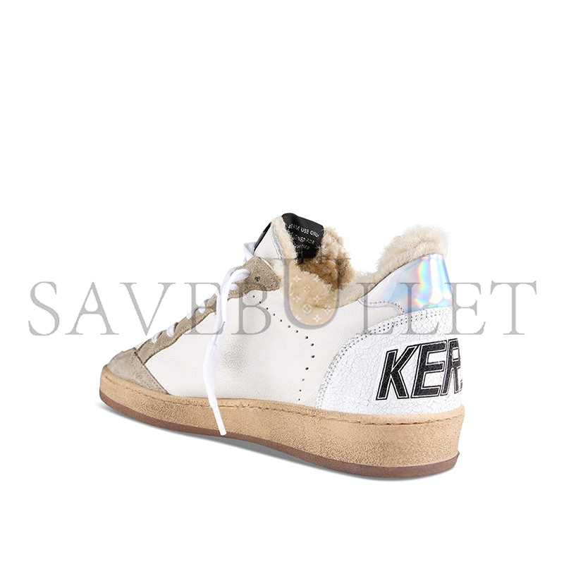 GOLDEN GOOSE BALL STAR LEATHER AND SUEDE SNEAKERS WITH SHEARLING LINING 